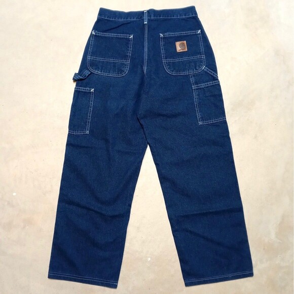 Carhartt Dungaree Jeans Fits 29x28 Denim Loose Relaxed Workwear B13 DST - Picture 1 of 9
